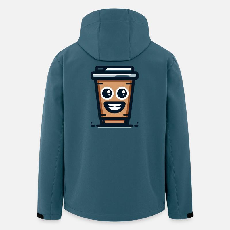 Fröhliche Kaffeetasse Illustration - Recycelte Männer Softshell-Jacke von Stanley/Stella - Dunkles Petrol