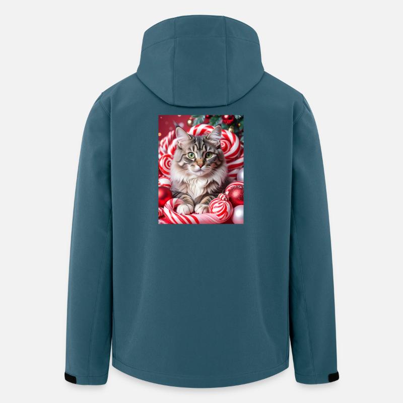 Christmas Cat between Candy Wreaths - Men’s Recycled Softshell Jacket by Stanley/Stella - stargazer