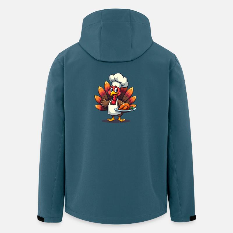 Cuisinier de dinde de Thanksgiving Thanksgiving - Veste softshell homme en polyester recyclé Stanley/Stella - bleu pétrole foncé