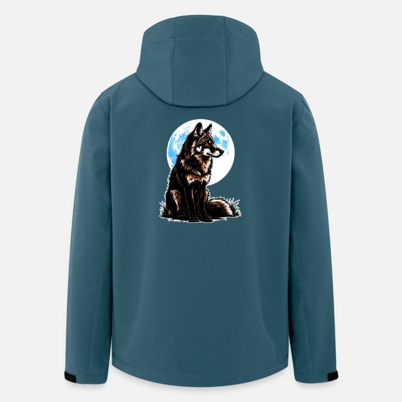 Ein Wolf vor einem blauen Mond - Recycelte Männer Softshell-Jacke von Stanley/Stella - Dunkles Petrol