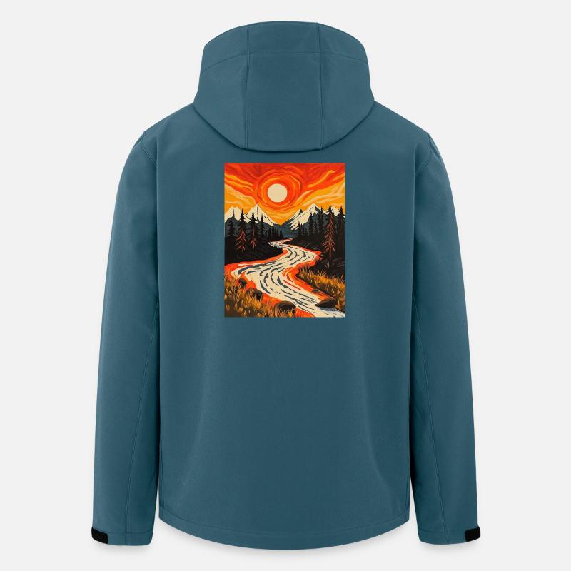 Sonnenuntergang am Waldrand mit Fluss - Recycelte Männer Softshell-Jacke von Stanley/Stella - Dunkles Petrol