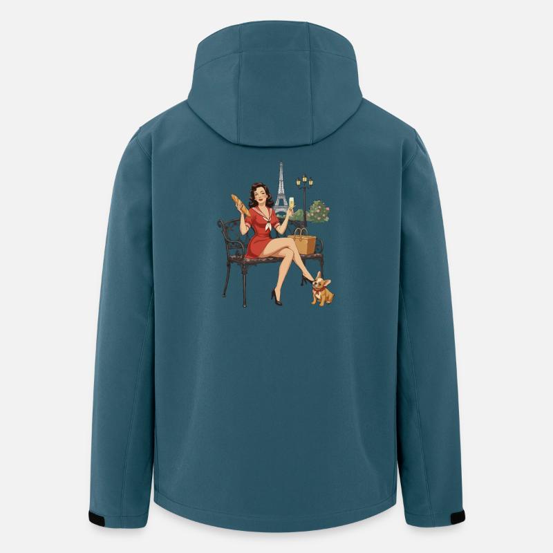 Pin-up de Paris sur le banc - Veste softshell homme en polyester recyclé Stanley/Stella - bleu pétrole foncé