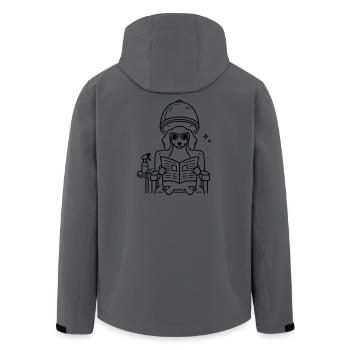Hund Dackel beim Frisör Minimalistisch Line Art - Recycelte Männer Softshell-Jacke von Stanley/Stella - Dunkles Petrol - Hinten - AI Model Male 185 light (185cm)