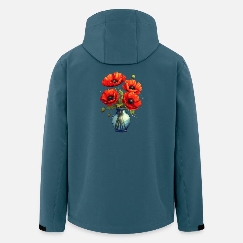 Vase mit Mohnblumen - Recycelte Männer Softshell-Jacke von Stanley/Stella - Dunkles Petrol