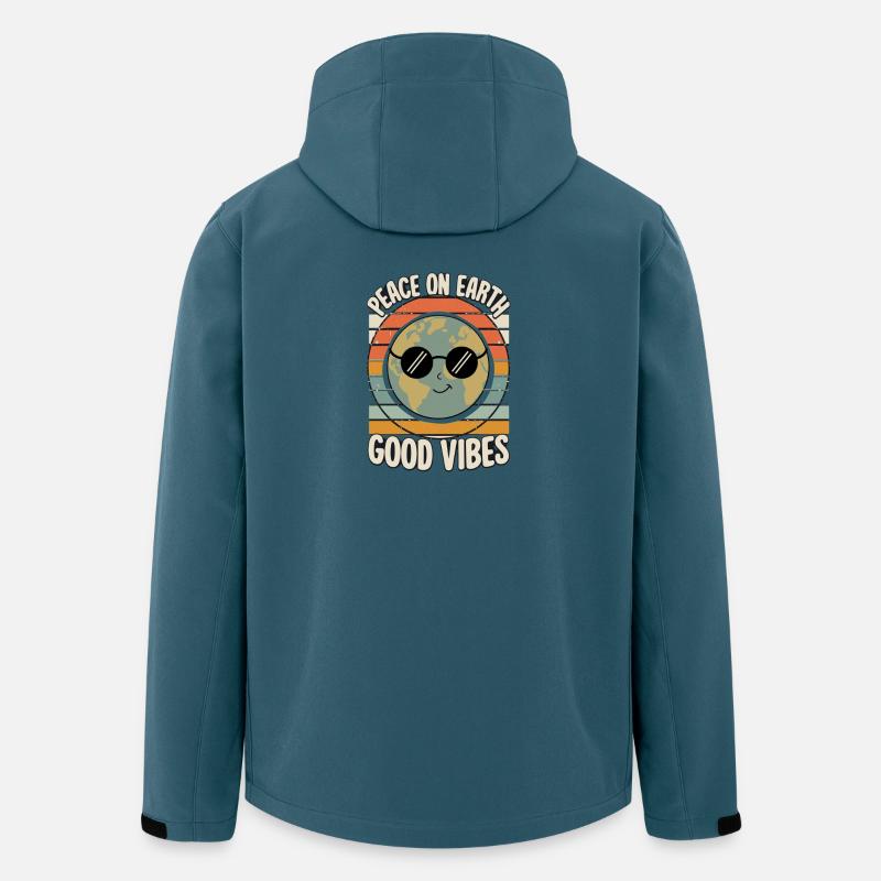 Peace on Earth Retro - Recycelte Männer Softshell-Jacke von Stanley/Stella - Dunkles Petrol
