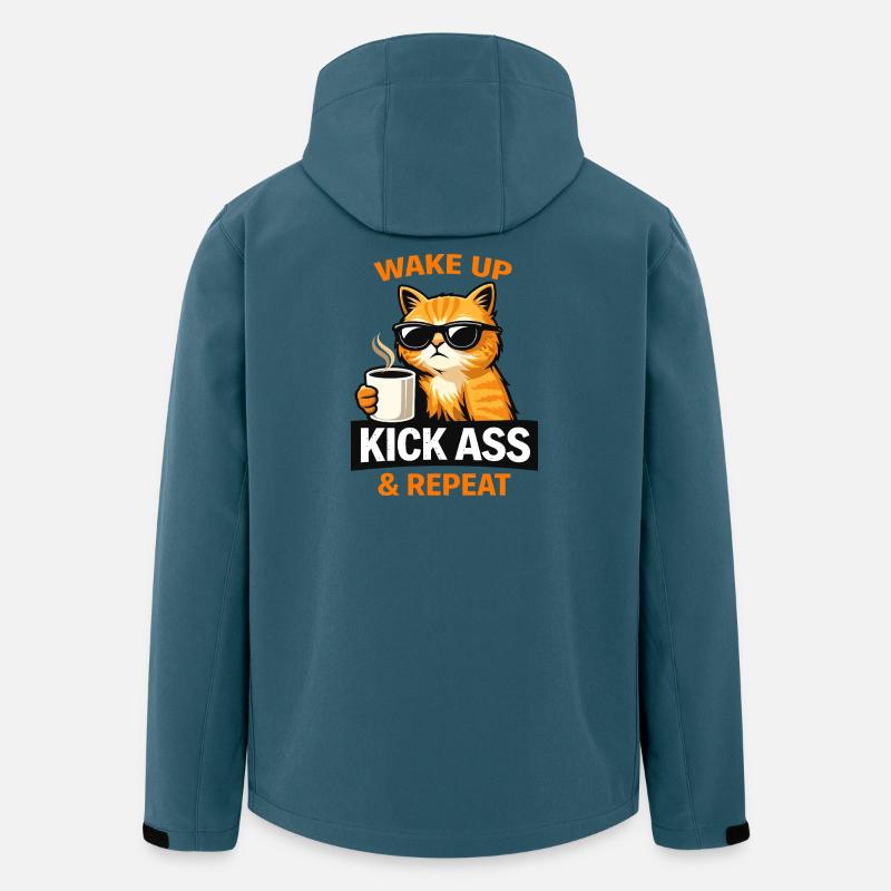 Wach auf, cooler Katzenkaffee - Recycelte Männer Softshell-Jacke von Stanley/Stella - Dunkles Petrol