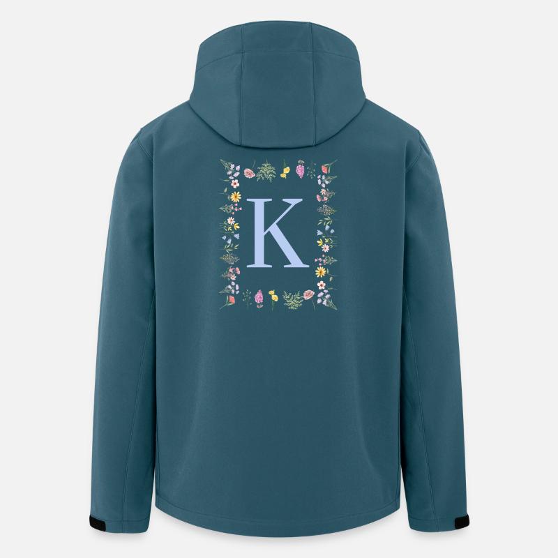 Monogramme de fleur féminine K - Veste softshell homme en polyester recyclé Stanley/Stella - bleu pétrole foncé