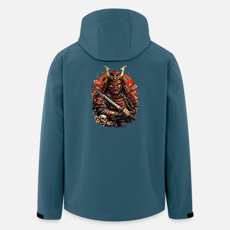 Samurai mit Kirschblüten und Schädel - Recycelte Männer Softshell-Jacke von Stanley/Stella - Dunkles Petrol