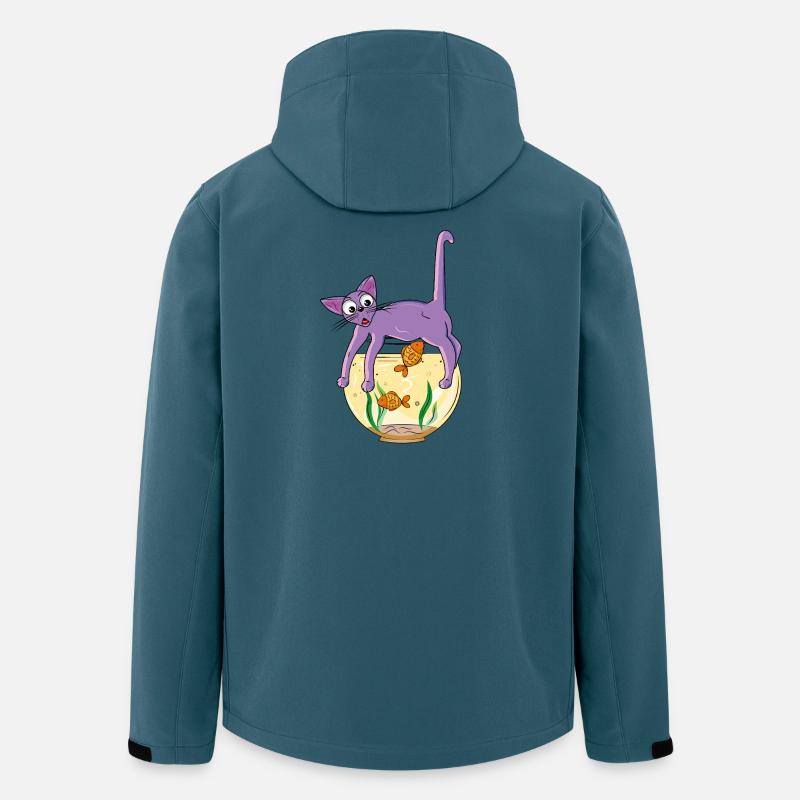Lila Katze auf dem Fischglas - Recycelte Männer Softshell-Jacke von Stanley/Stella - Dunkles Petrol