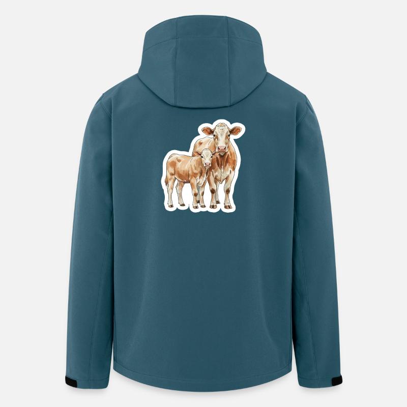 Kuh und Kalb – Aquarellkunst mit Herz - Recycelte Männer Softshell-Jacke von Stanley/Stella - Dunkles Petrol