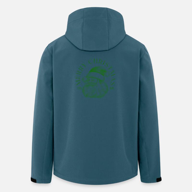 Grünes Weihnachtslogo des Weihnachtsmanns - Recycelte Männer Softshell-Jacke von Stanley/Stella - Dunkles Petrol