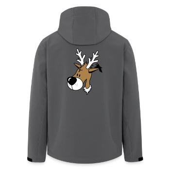 lustiges Comic Rentier mit Vogel auf dem Ohr - Recycelte Männer Softshell-Jacke von Stanley/Stella - Dunkles Petrol - Hinten - AI Model Male 185 light (185cm)