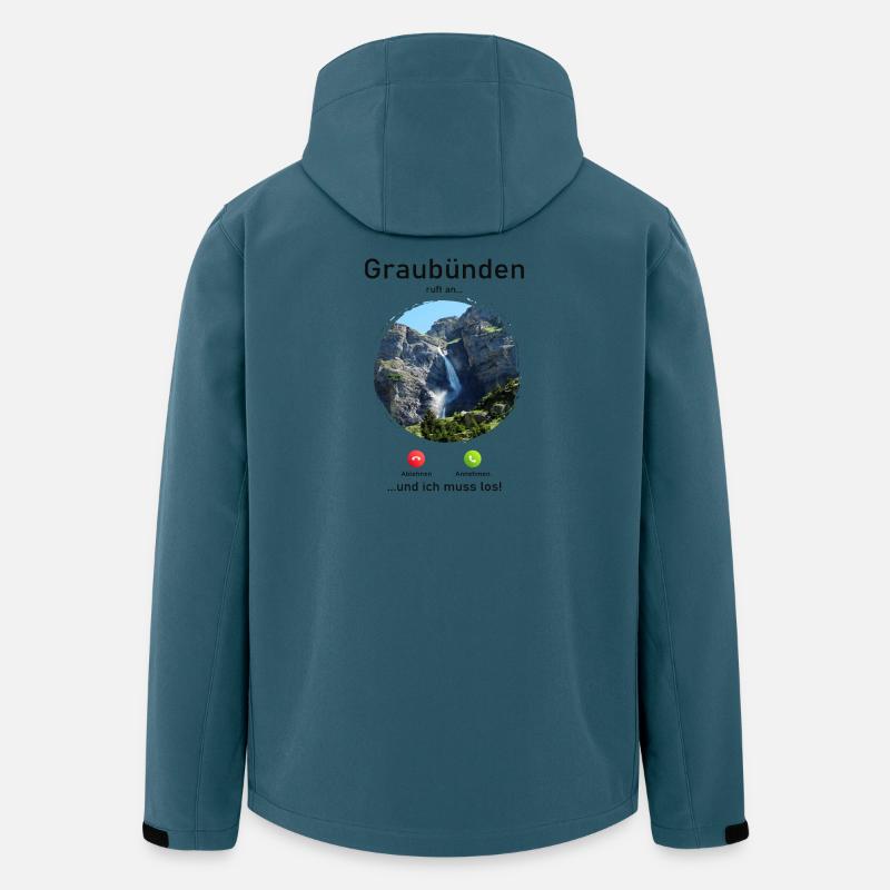 Graubünden Naturruf Design - Recycelte Männer Softshell-Jacke von Stanley/Stella - Dunkles Petrol