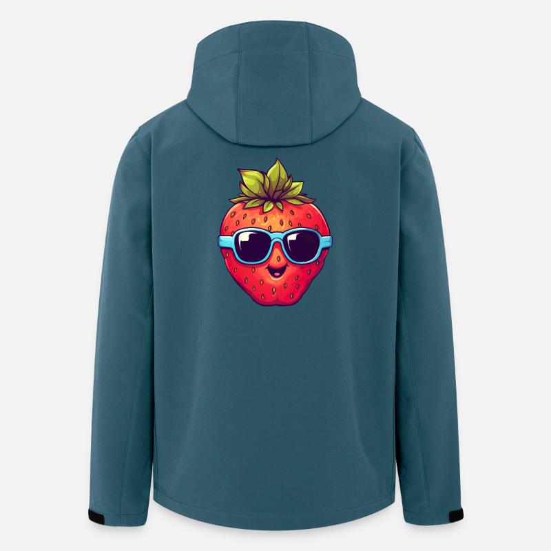 Coole Erdbeere mit Sonnenbrille - Recycelte Männer Softshell-Jacke von Stanley/Stella - Dunkles Petrol