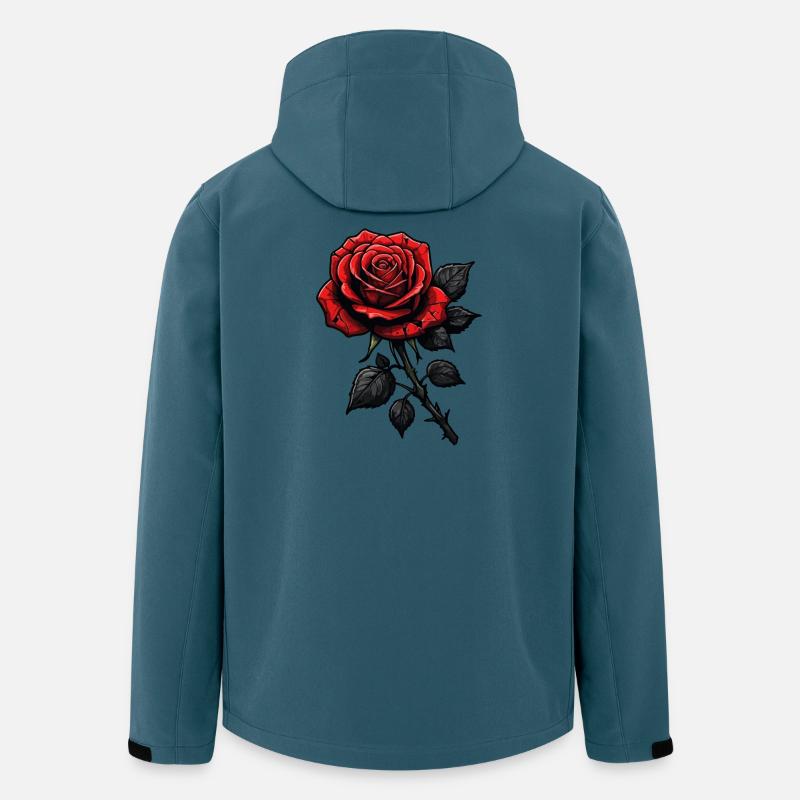 Dark rose illustration with red petals - Men’s Recycled Softshell Jacket by Stanley/Stella - stargazer