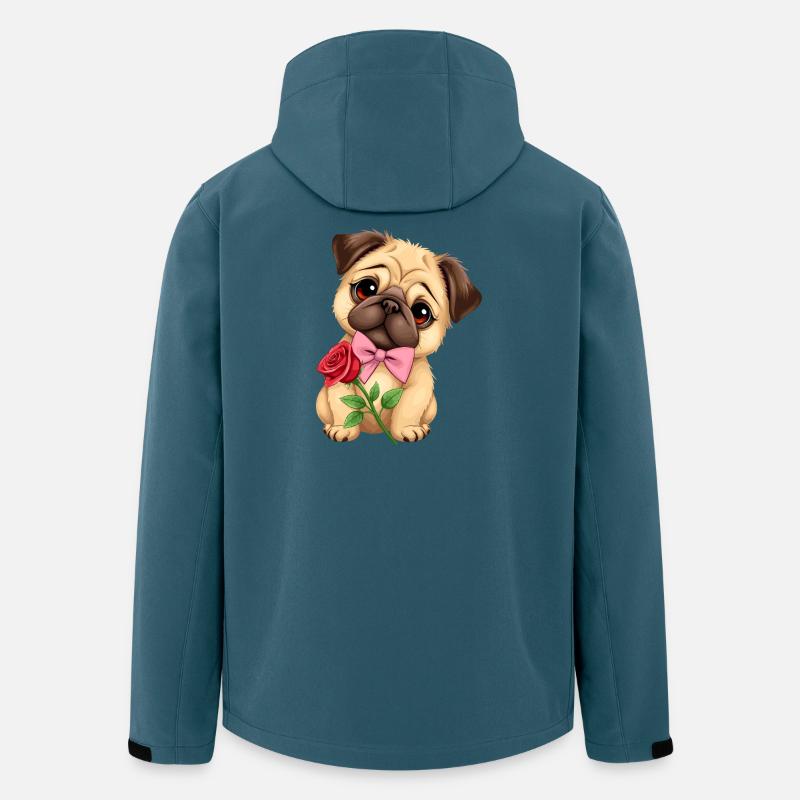 Mops Hund - Recycelte Männer Softshell-Jacke von Stanley/Stella - Dunkles Petrol