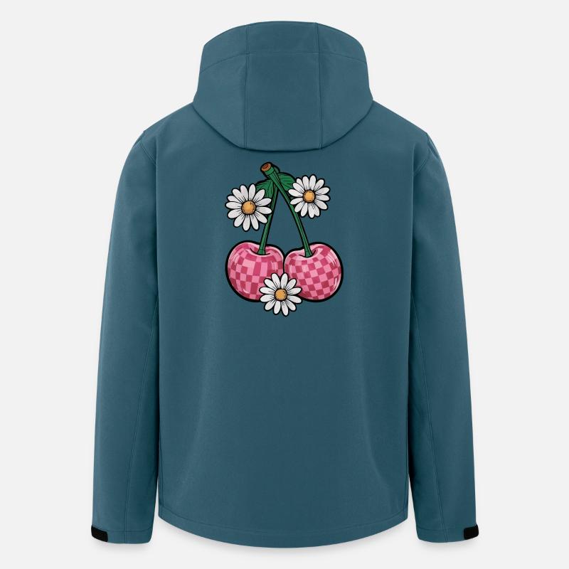 Charmante Kirsche und Gänseblümchen - Recycelte Männer Softshell-Jacke von Stanley/Stella - Dunkles Petrol