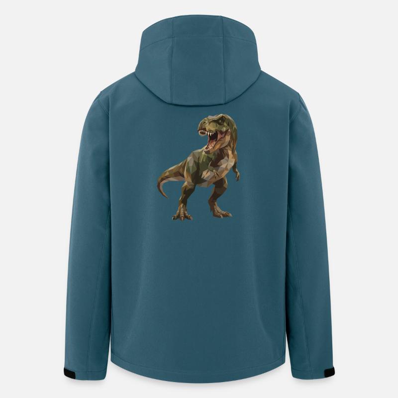 Geometrischer grüner T-Rex Low Poly Tarnmuster - Recycelte Männer Softshell-Jacke von Stanley/Stella - Dunkles Petrol