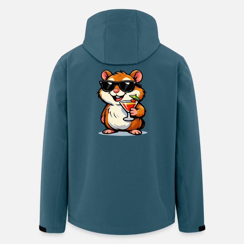 Cooler Hamster mit Cocktail und Sonnenbrille - Recycelte Männer Softshell-Jacke von Stanley/Stella - Dunkles Petrol