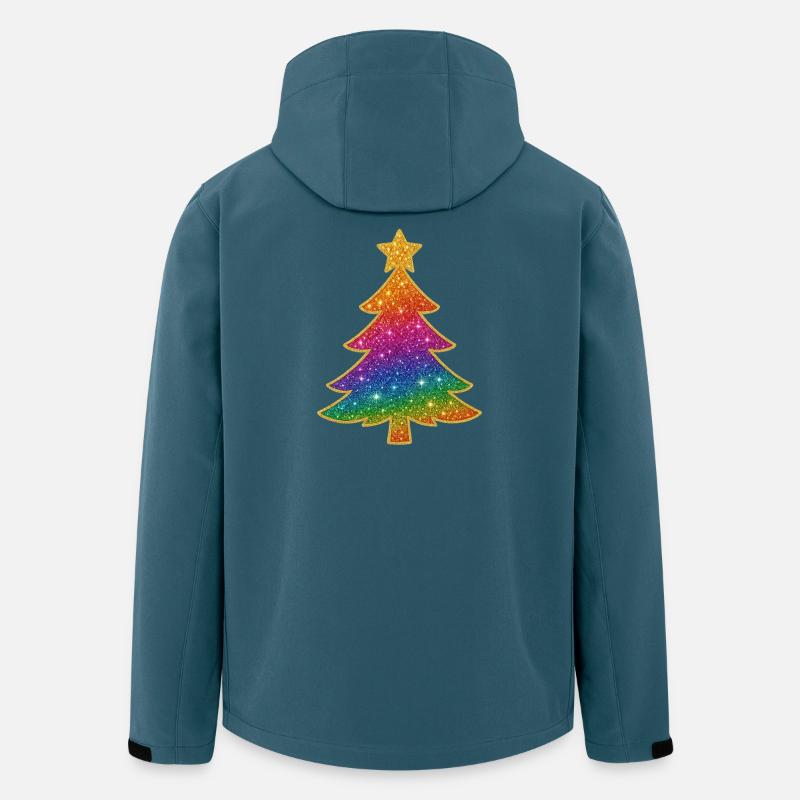 Arbre de Noël scintillant arc-en-ciel - Veste softshell homme en polyester recyclé Stanley/Stella - bleu pétrole foncé