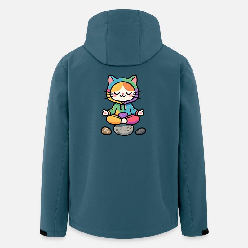 Meditative Regenbogen-Zen-Katze - Recycelte Männer Softshell-Jacke von Stanley/Stella - Dunkles Petrol