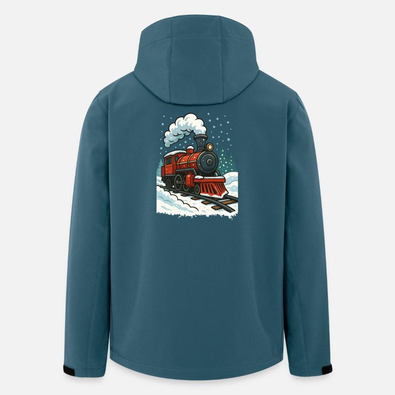 Winterliche Dampflok Comic - Recycelte Männer Softshell-Jacke von Stanley/Stella - Dunkles Petrol