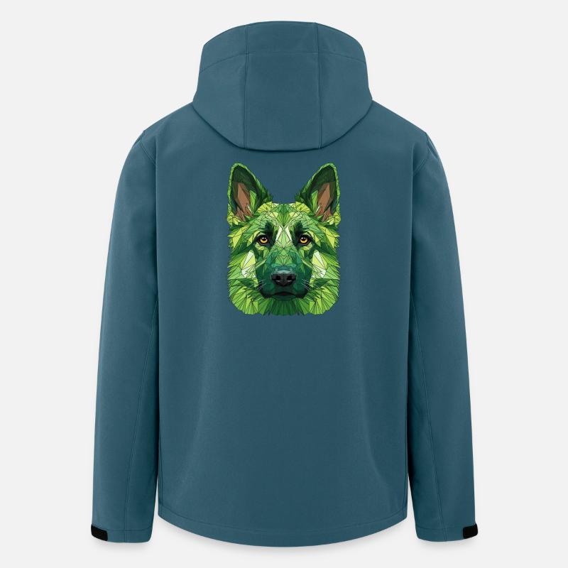 Loup polygonal vert - Veste softshell homme en polyester recyclé Stanley/Stella - bleu pétrole foncé