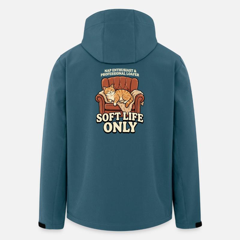 Chat du canapé : Vie douce uniquement - Veste softshell homme en polyester recyclé Stanley/Stella - bleu pétrole foncé