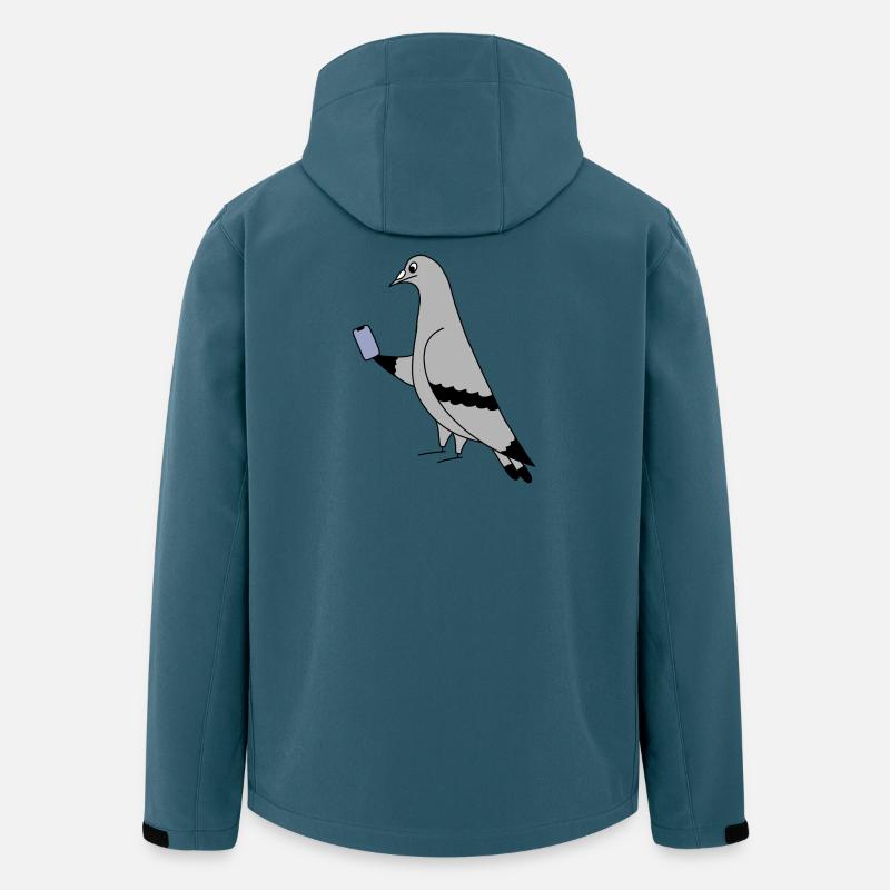 Pigeon Checking Phone – Minimal Illustration - Recycelte Männer Softshell-Jacke von Stanley/Stella - Dunkles Petrol