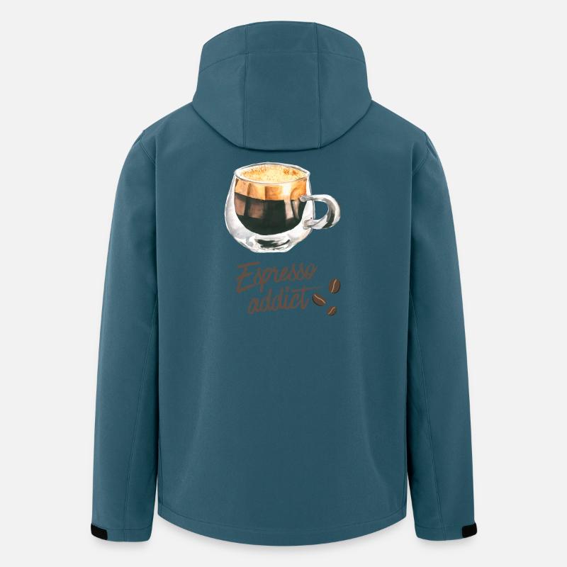 Espresso Addict - Art du café aquarelle - Veste softshell homme en polyester recyclé Stanley/Stella - bleu pétrole foncé