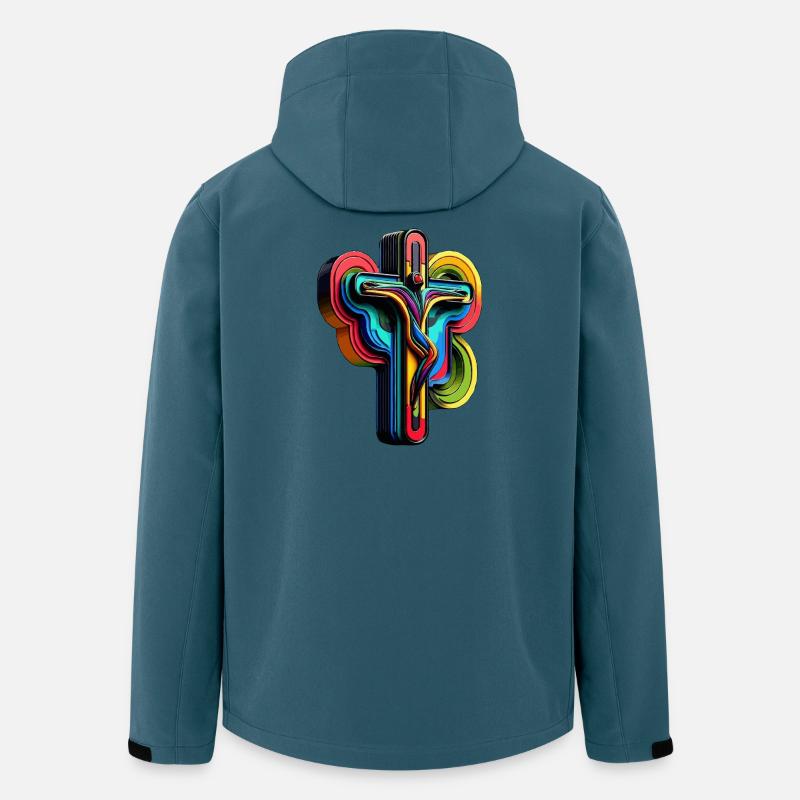 Lebendige Regenbogenkreuz-Popkunst - Recycelte Männer Softshell-Jacke von Stanley/Stella - Dunkles Petrol