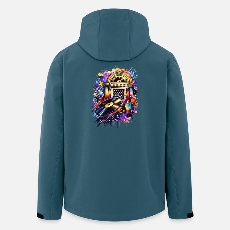 Bunte Jukebox im Graffiti-Style mit Schallplatte - Recycelte Männer Softshell-Jacke von Stanley/Stella - Dunkles Petrol