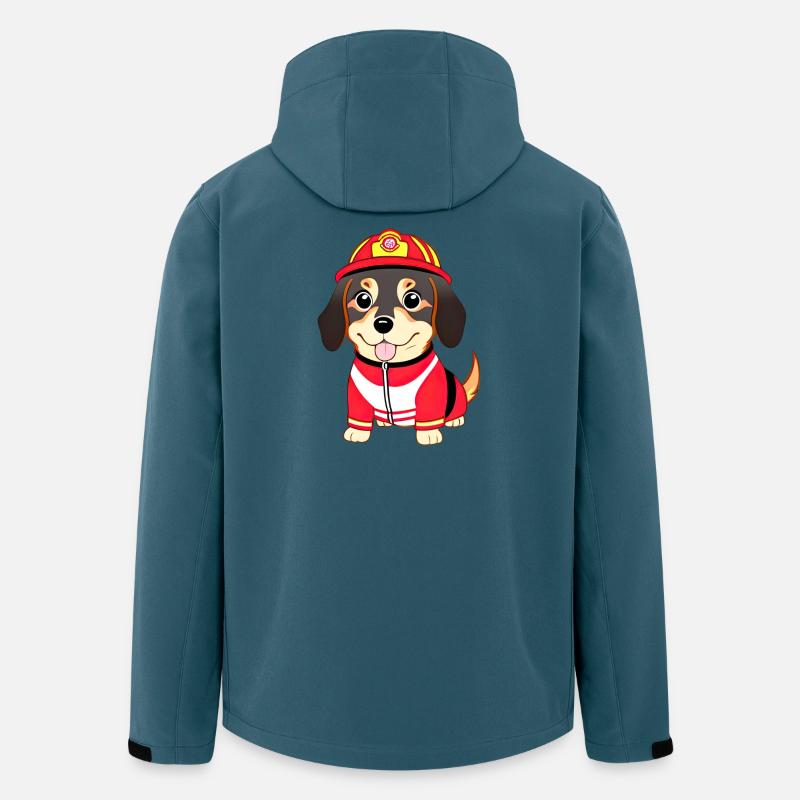 Chiot, chien comme pompier - Veste softshell homme en polyester recyclé Stanley/Stella - bleu pétrole foncé