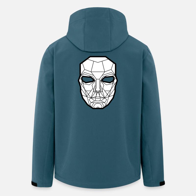 Geometrische Gesichtsmaskenlinien - Recycelte Männer Softshell-Jacke von Stanley/Stella - Dunkles Petrol