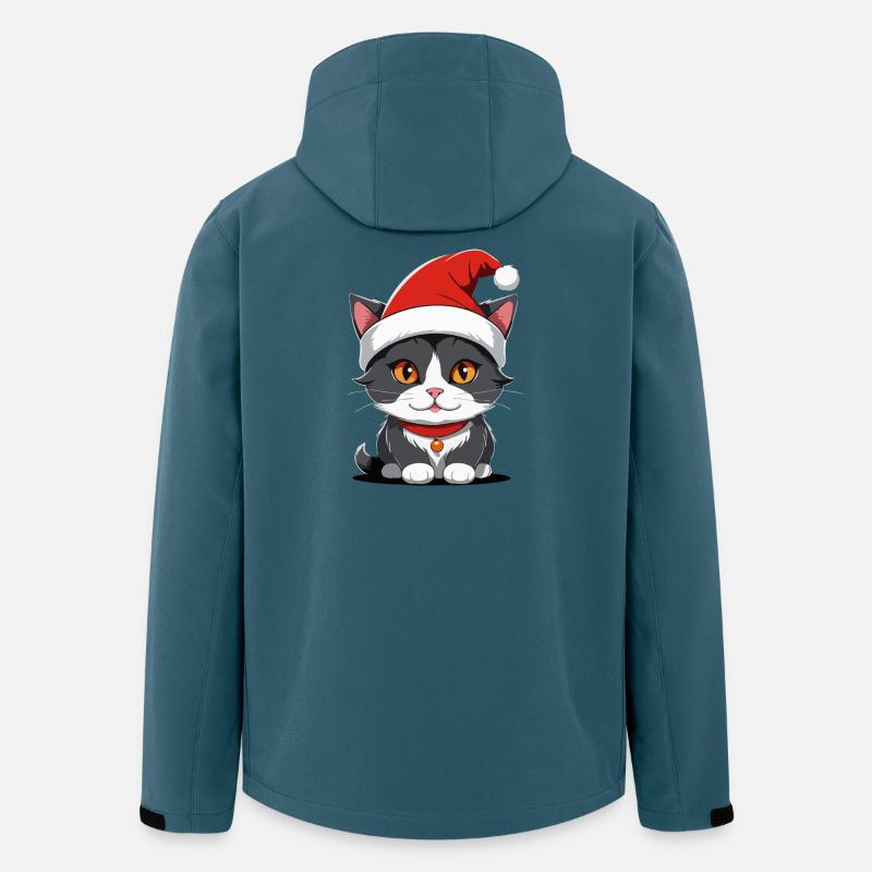 Katze Weihnachten - Recycelte Männer Softshell-Jacke von Stanley/Stella - Dunkles Petrol