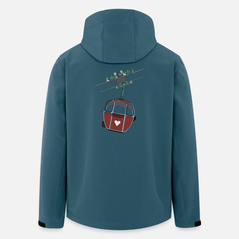 Seilbahn Gondel - Rot Herz - Recycelte Männer Softshell-Jacke von Stanley/Stella - Dunkles Petrol