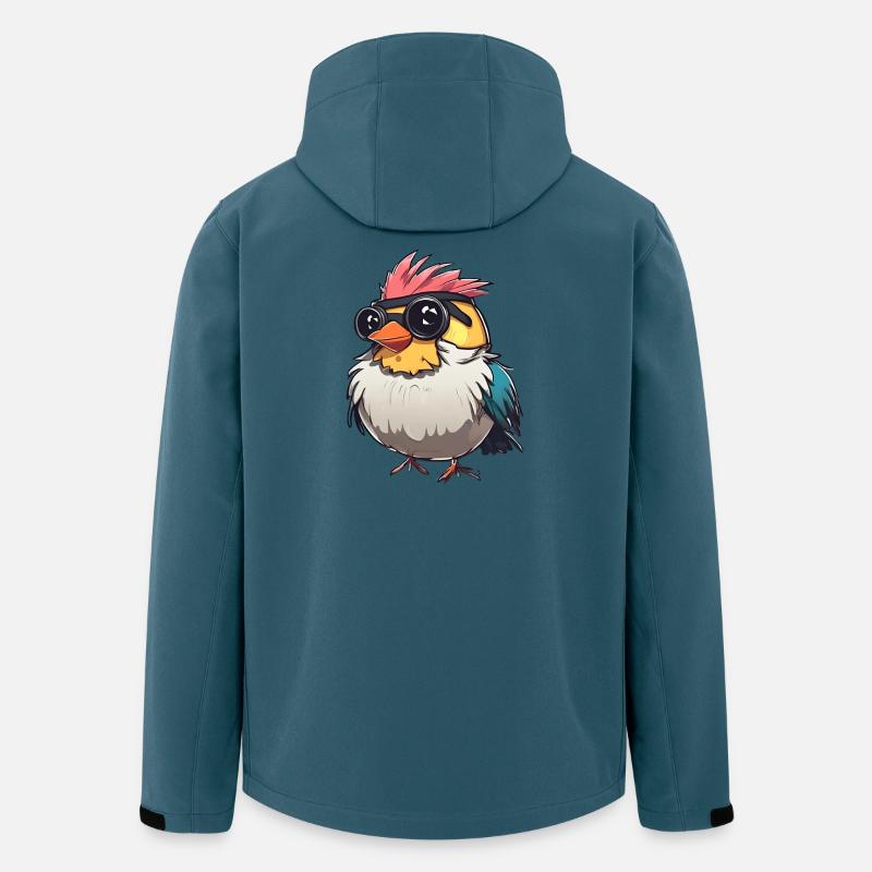 Bunte Techno-Vogel-Illustration - Recycelte Männer Softshell-Jacke von Stanley/Stella - Dunkles Petrol