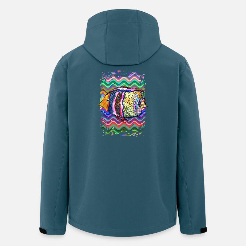 Buntes Fisch Aquarell auf Ozean Hintergrund - Recycelte Männer Softshell-Jacke von Stanley/Stella - Dunkles Petrol