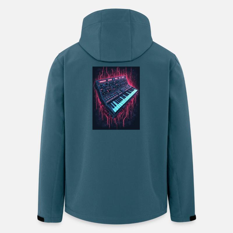 Conception musicale de synthétiseur de néon - Veste softshell homme en polyester recyclé Stanley/Stella - bleu pétrole foncé
