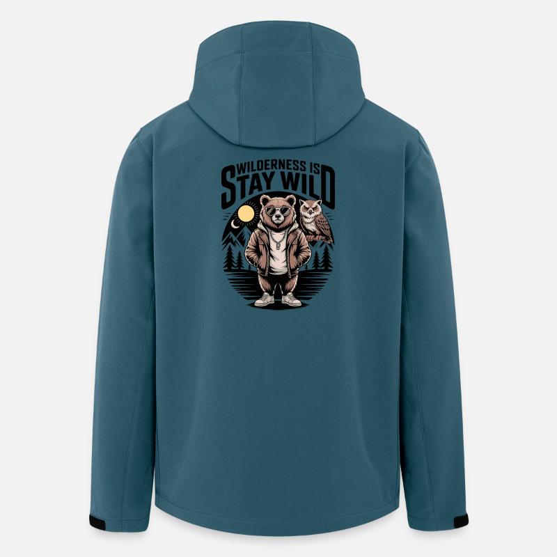 Wilderness Is Stay Wild Bear Owl - Men’s Recycled Softshell Jacket by Stanley/Stella - stargazer