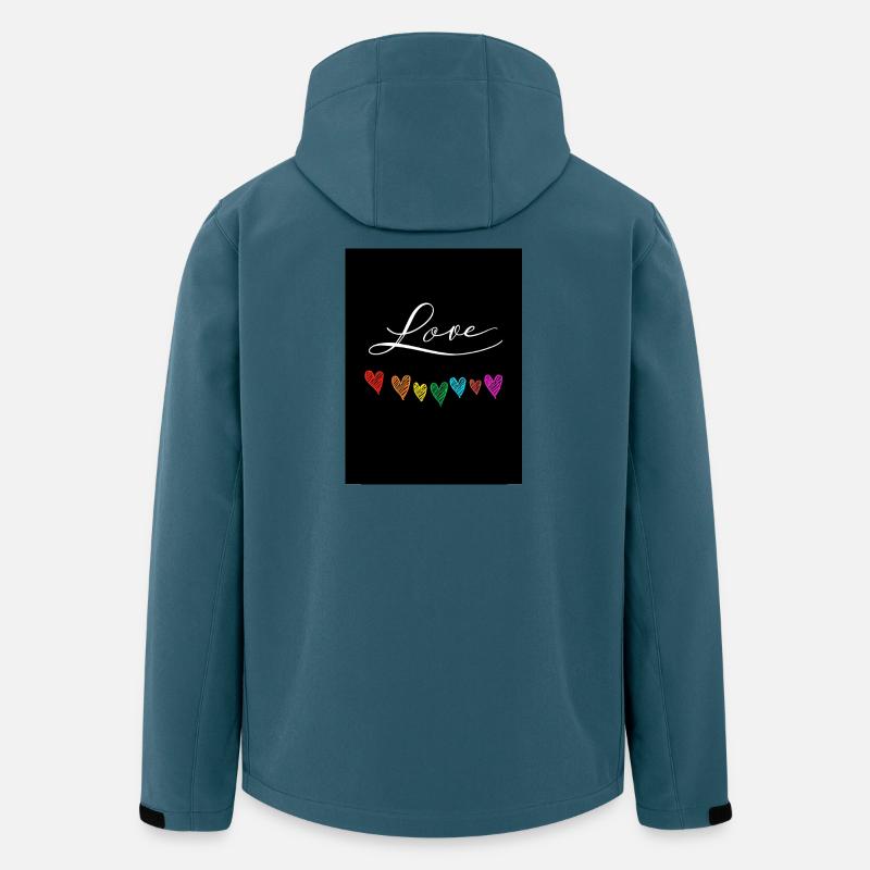 Bunte Liebe mit handgestalteten Herzen - Recycelte Männer Softshell-Jacke von Stanley/Stella - Dunkles Petrol