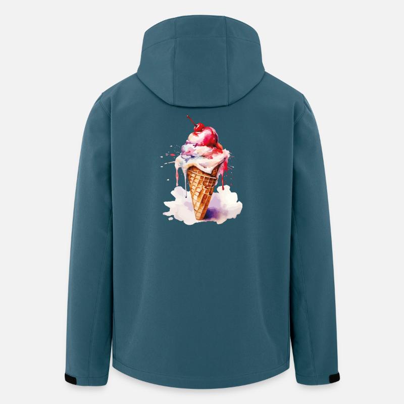 Aquarell Eiscreme Tropfen Kunst Cone - Veste softshell homme en polyester recyclé Stanley/Stella - bleu pétrole foncé