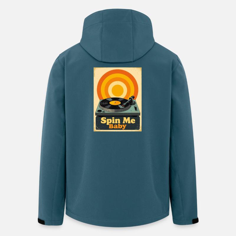 Retro-Vinylplatte mit warmem, lebendigem Ton - Recycelte Männer Softshell-Jacke von Stanley/Stella - Dunkles Petrol