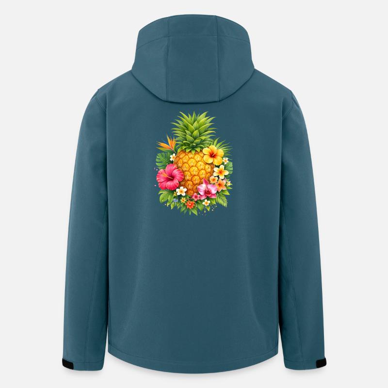 Ananas tropical avec des fleurs - Veste softshell homme en polyester recyclé Stanley/Stella - bleu pétrole foncé