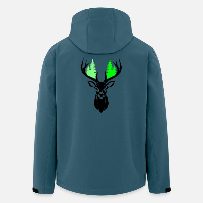 Hirschkopf Tannen Natur Grün - Recycelte Männer Softshell-Jacke von Stanley/Stella - Dunkles Petrol
