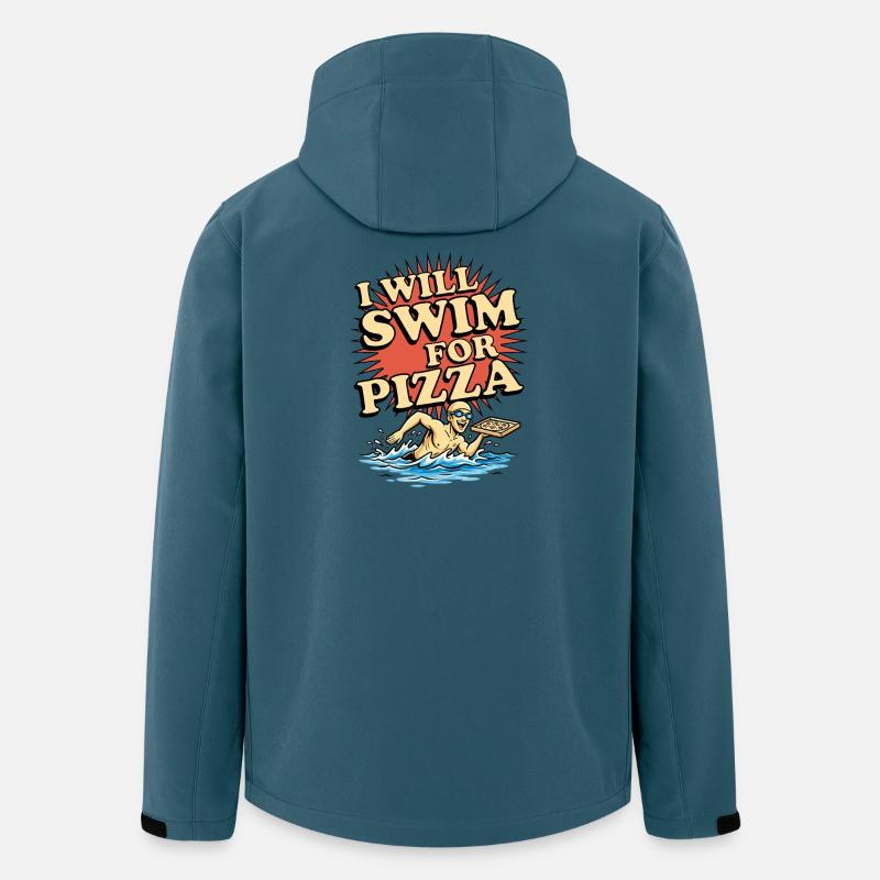 Je nage pour la pizza - Veste softshell homme en polyester recyclé Stanley/Stella - bleu pétrole foncé
