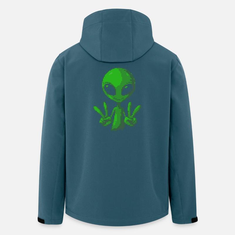Pixel Green Alien Peace Sign Tee - Men’s Recycled Softshell Jacket by Stanley/Stella - stargazer