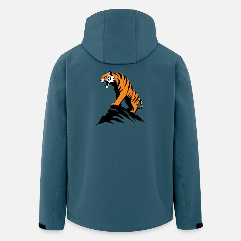 Tiger auf Felsvorsprung - Recycelte Männer Softshell-Jacke von Stanley/Stella - Dunkles Petrol