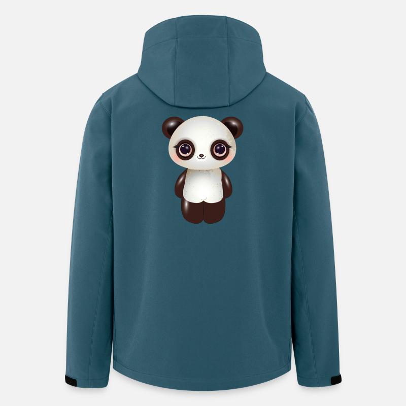 niedlicher Panda mit rosa Wangen im Comic Stil - Recycelte Männer Softshell-Jacke von Stanley/Stella - Dunkles Petrol