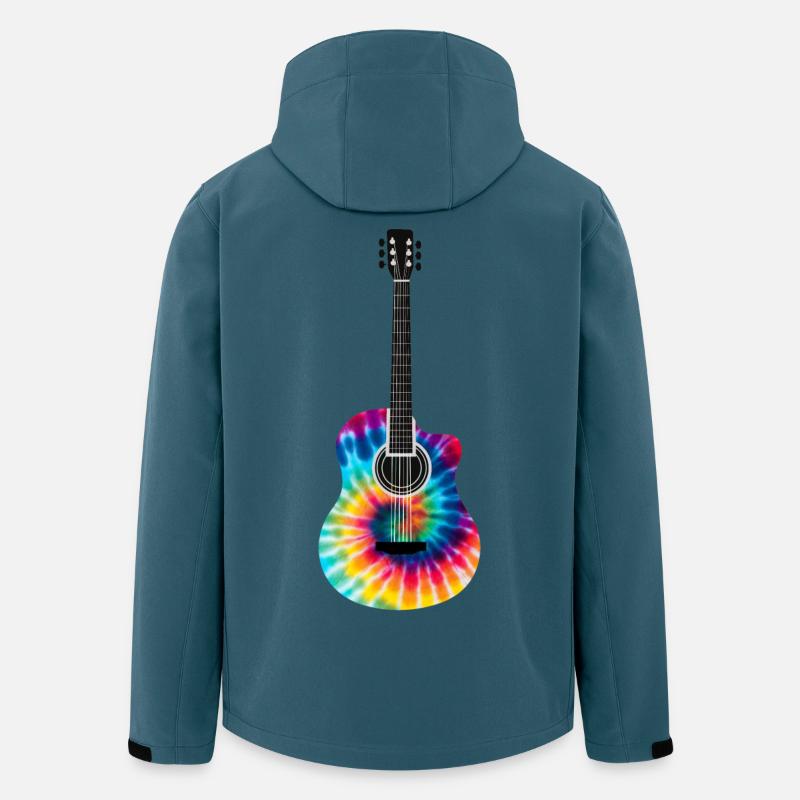 Mehrfarbiges Batik-Gitarrendesign - Recycelte Männer Softshell-Jacke von Stanley/Stella - Dunkles Petrol
